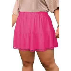 NEW DEAR LOVER frilled elastic waist lace trim boho ruffled shorts - plus in ros